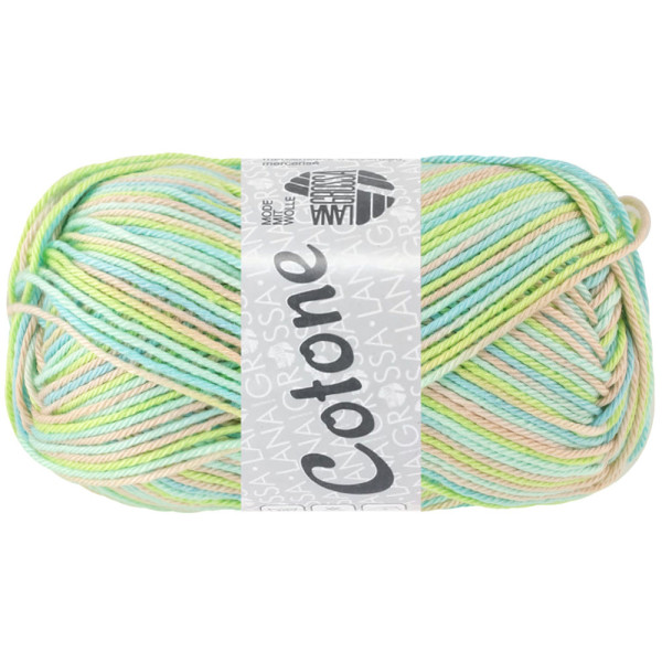 Lana Grossa Cotone Print 359 Hellbeige/Hellgrün/Minttürkis/Zartgrün 50g
