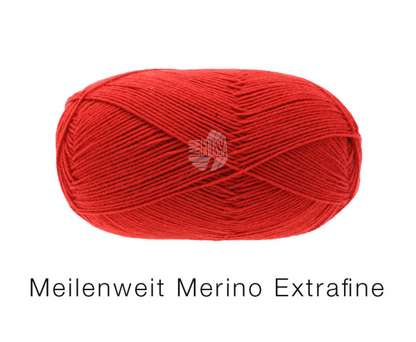 Lana Grossa Meilenweit 100 Merino Extrafein Uni 2408 Rot 100g