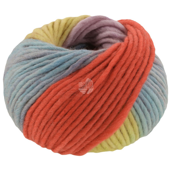 Lana Grossa Feltro Arco 441 Rot/Graublau/Limette/Mauve/Dunkelbraun 50g