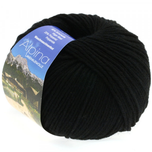 Lana Grossa Alpina Landhauswolle 009 Schwarz 100g