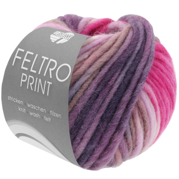 Lana Grossa Feltro Print 396 Pink/Rosa/Antikviolett/Beere 50g