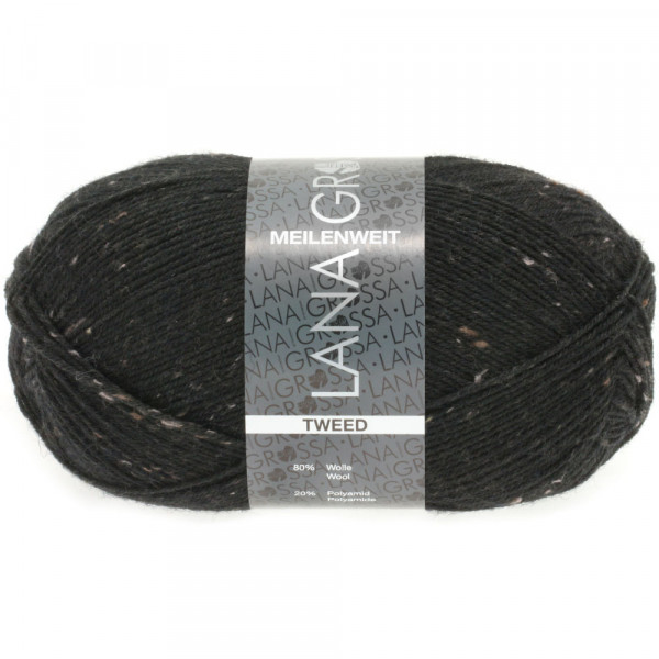 Lana Grossa Meilenweit 100 Tweed 126 Schwarz 100g