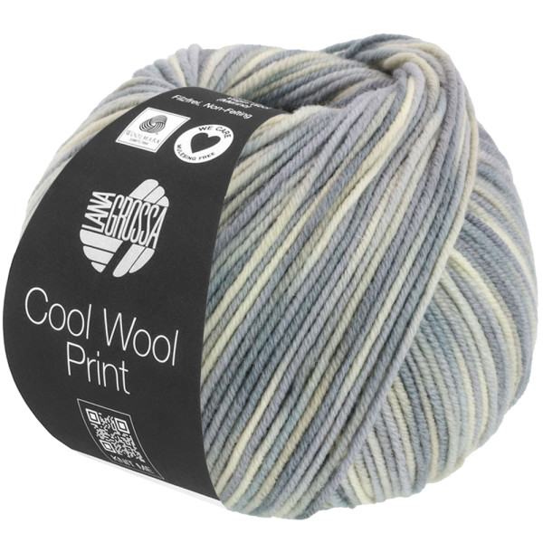 Lana Grossa Cool Wool 2000 Print 829 Rohweiß/Silber/Hellgrau