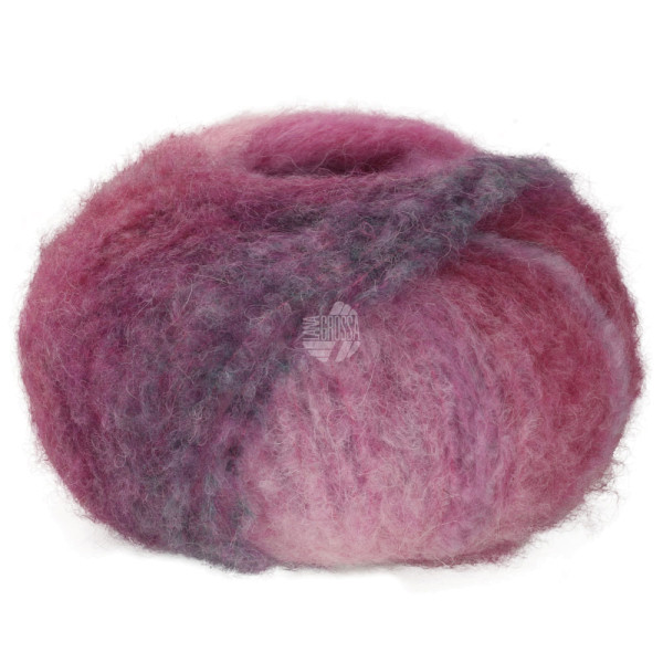Lana Grossa Gigante Multi 107 Mauve/Nelke/Pink/Jadegrün/Grau-/Weinrot/Brombeer/Veilchenblau