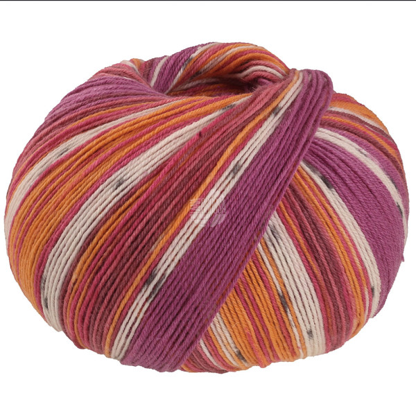 Lana Grossa Meilenweit Seta Giappone 3386 Braun/Fuchsia/Tonrot/Ecru/Grau/Mandarin/Rotviolett
