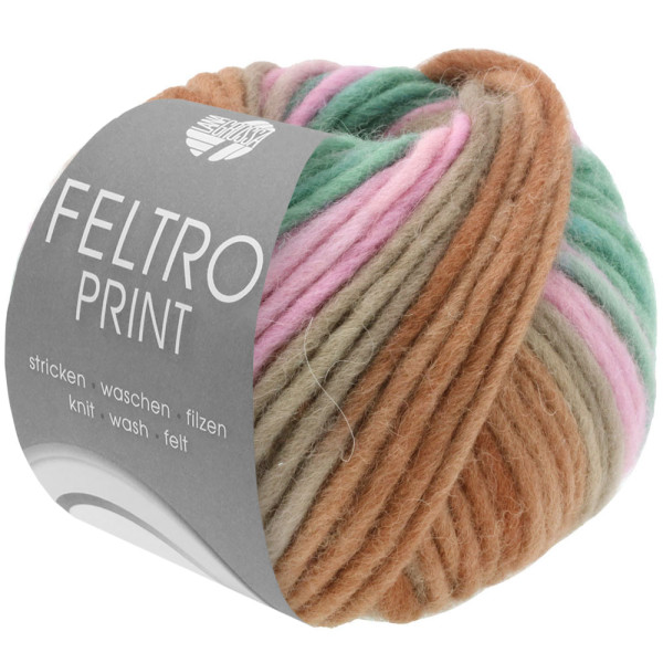 Lana Grossa Feltro Print 399 Taupe/Nougat/Rosa/Grün 50g