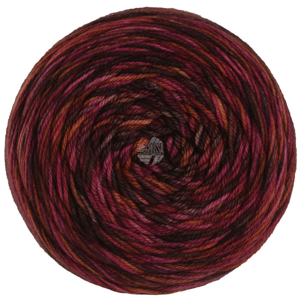 Lana Grossa Mw 100 Sooty 6223 Dunkel-/Hellrot/Orange/Pink/Schwarzbraun 100g