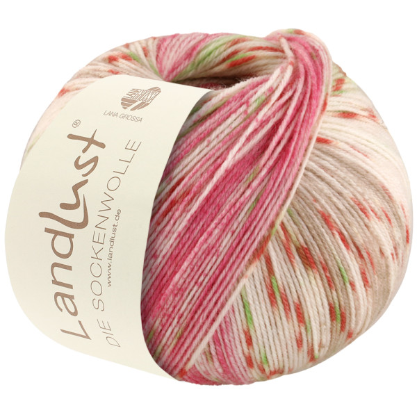 Lana Grossa Landlust die Sockenwolle 514 Pink/Natur/Taupe/Hellbeige/Hellgrün/Terrakotta Gestreift 10