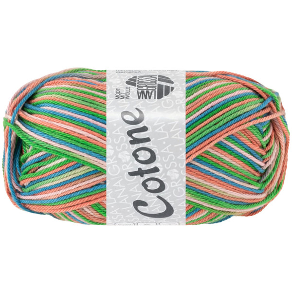 Lana Grossa Cotone Print 361 Altrosa/Erika/Türkisblau/Grün/Grege 50g